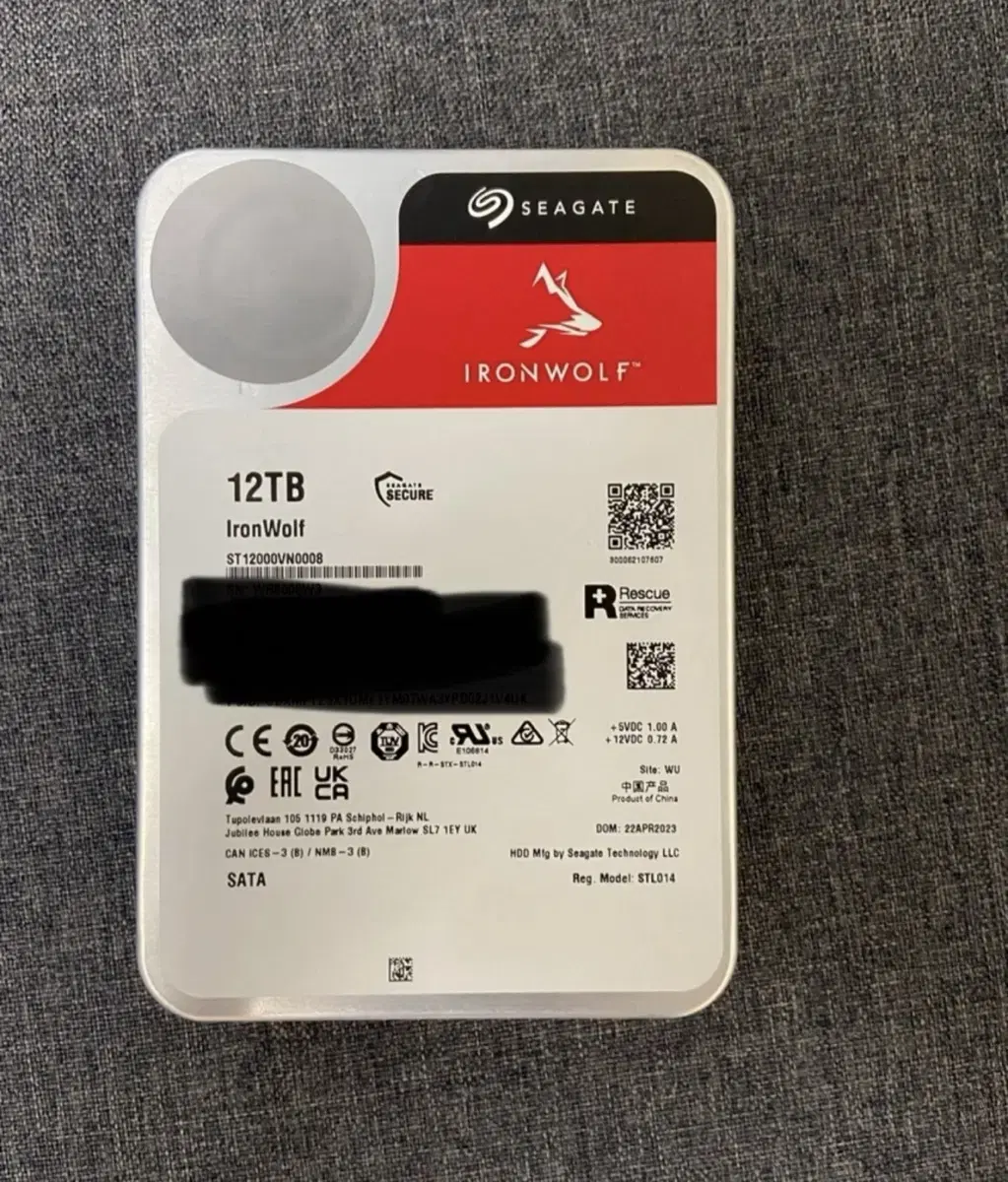 Seagate ironwolf HDD 12TB 판매합니다